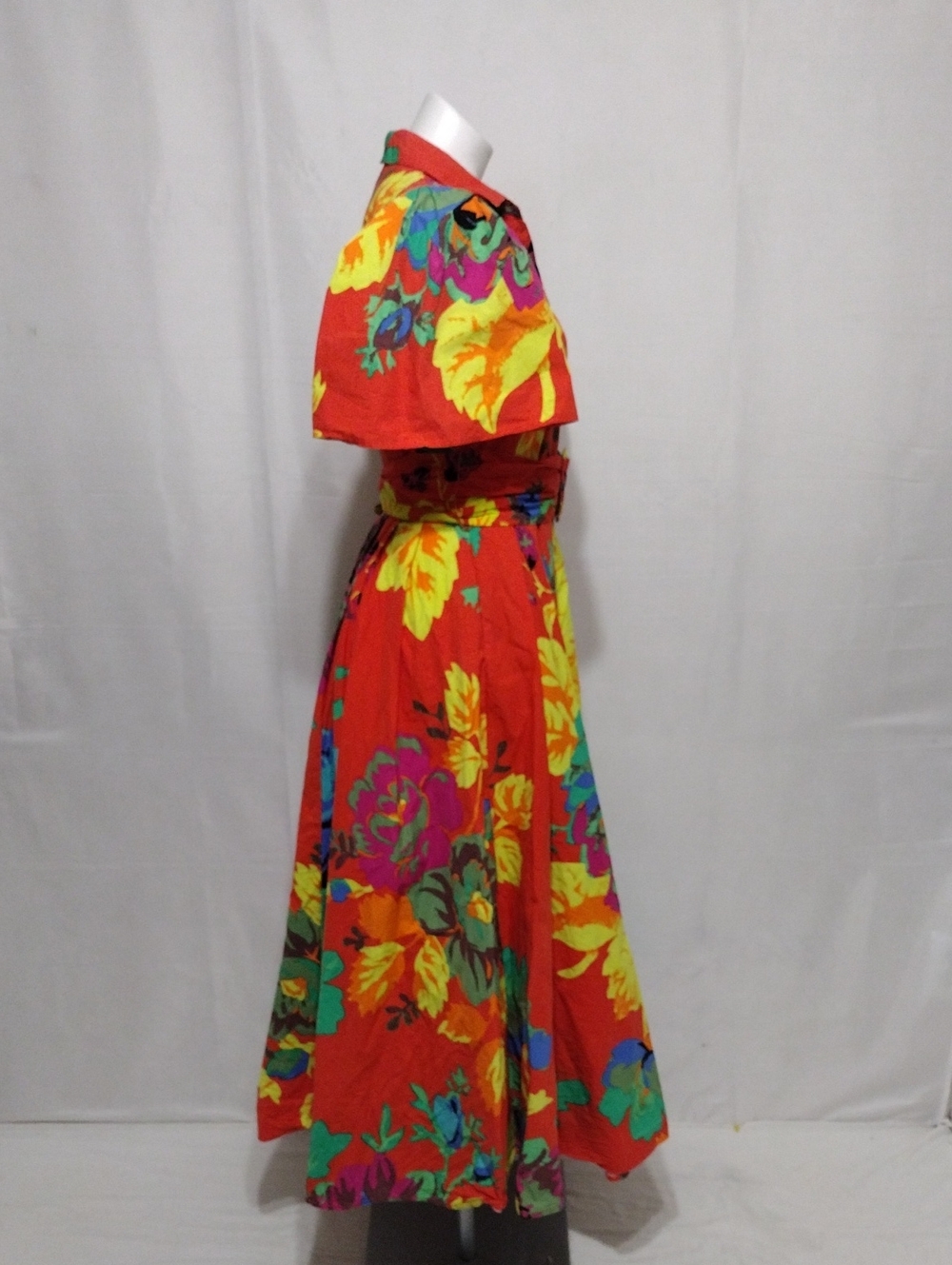 Christopher John Rogers Floral Puff Sleeve Belted Cotton Poplin Maxi Dress US 8 - Picture 11 of 16